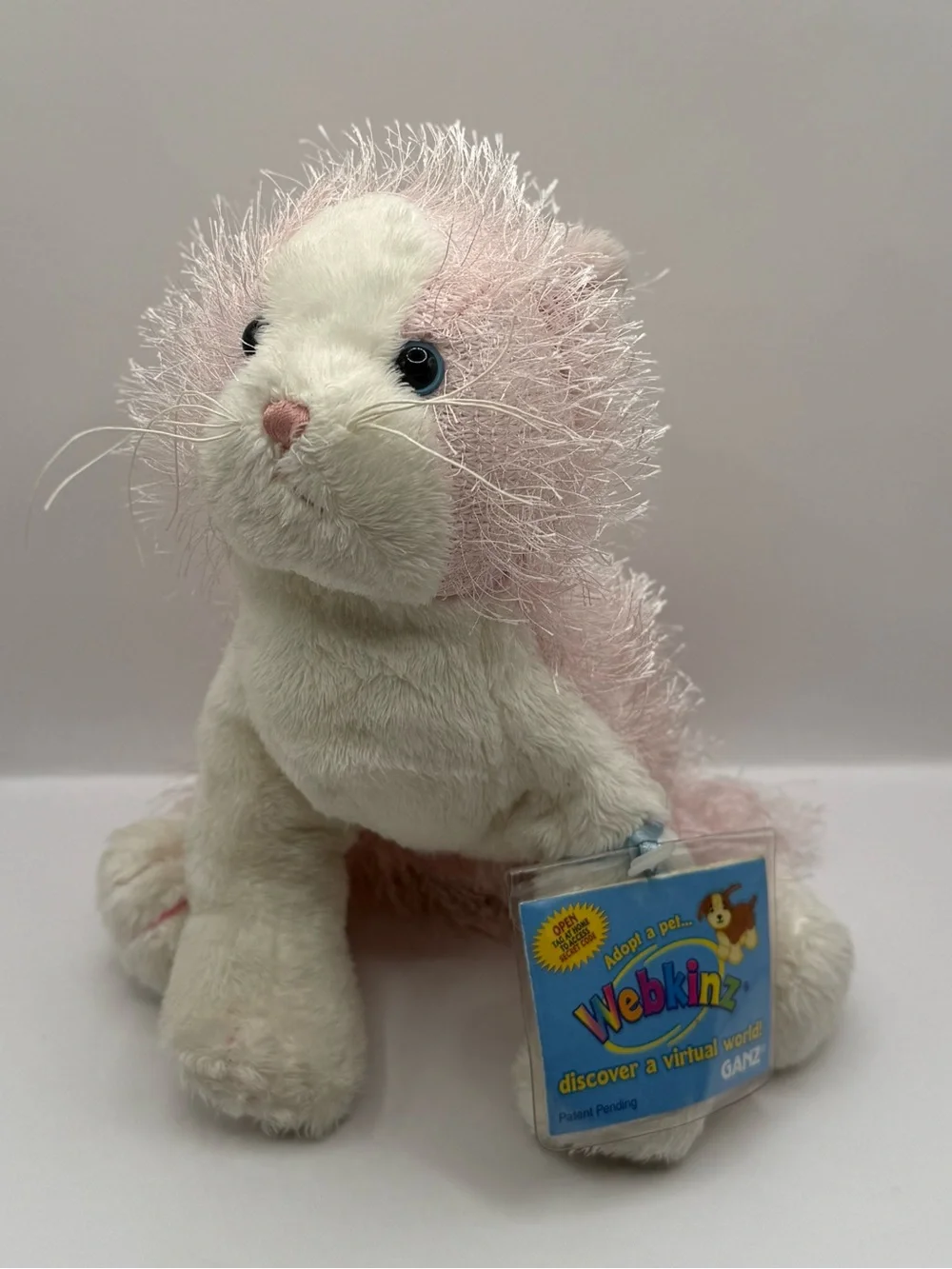 GANZ Webkinz Pink and White Cat Plush Stuffed Animal with SEALED CODE HM189